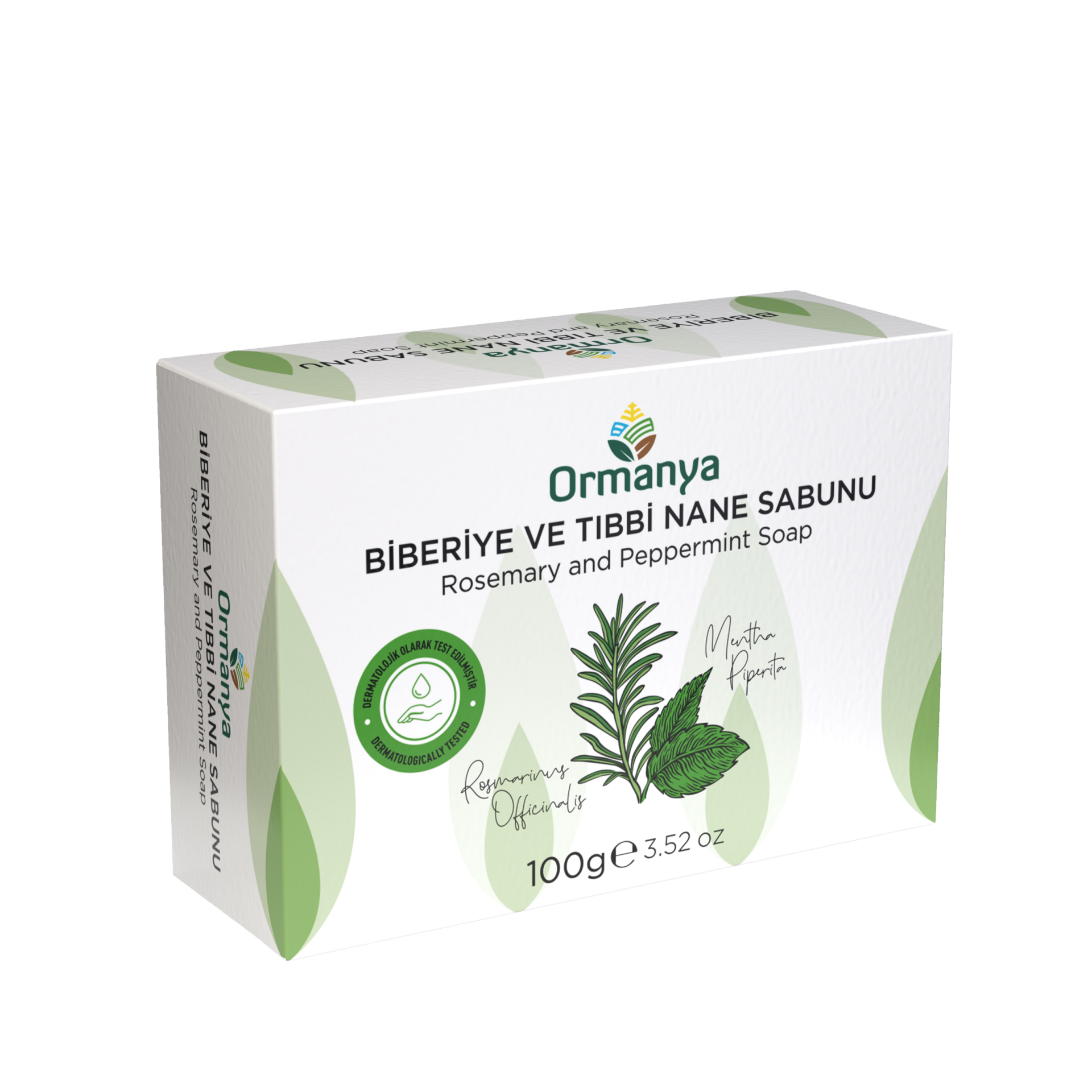 BİBERİYE ÖZLÜ TIBBİ NANELİ KATI SABUN - 100 gr (KOSTİKSİZDİR)