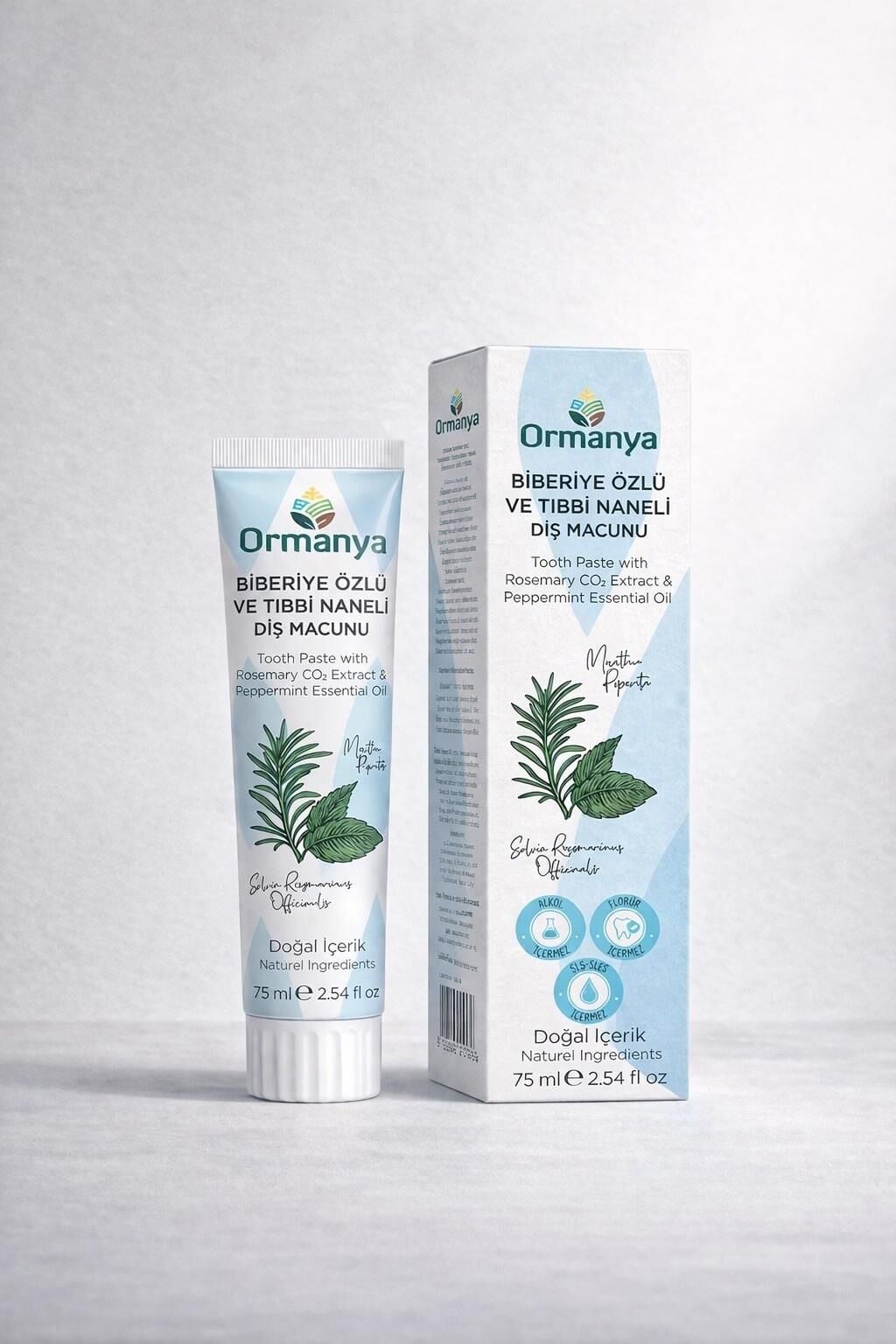 BİBERİYE ÖZLÜ VE TIBBİ NANELİ DİŞ MACUNU - 75 ML  (ALKOL-FLORÜR-SLS-SLES İÇERMEZ.)